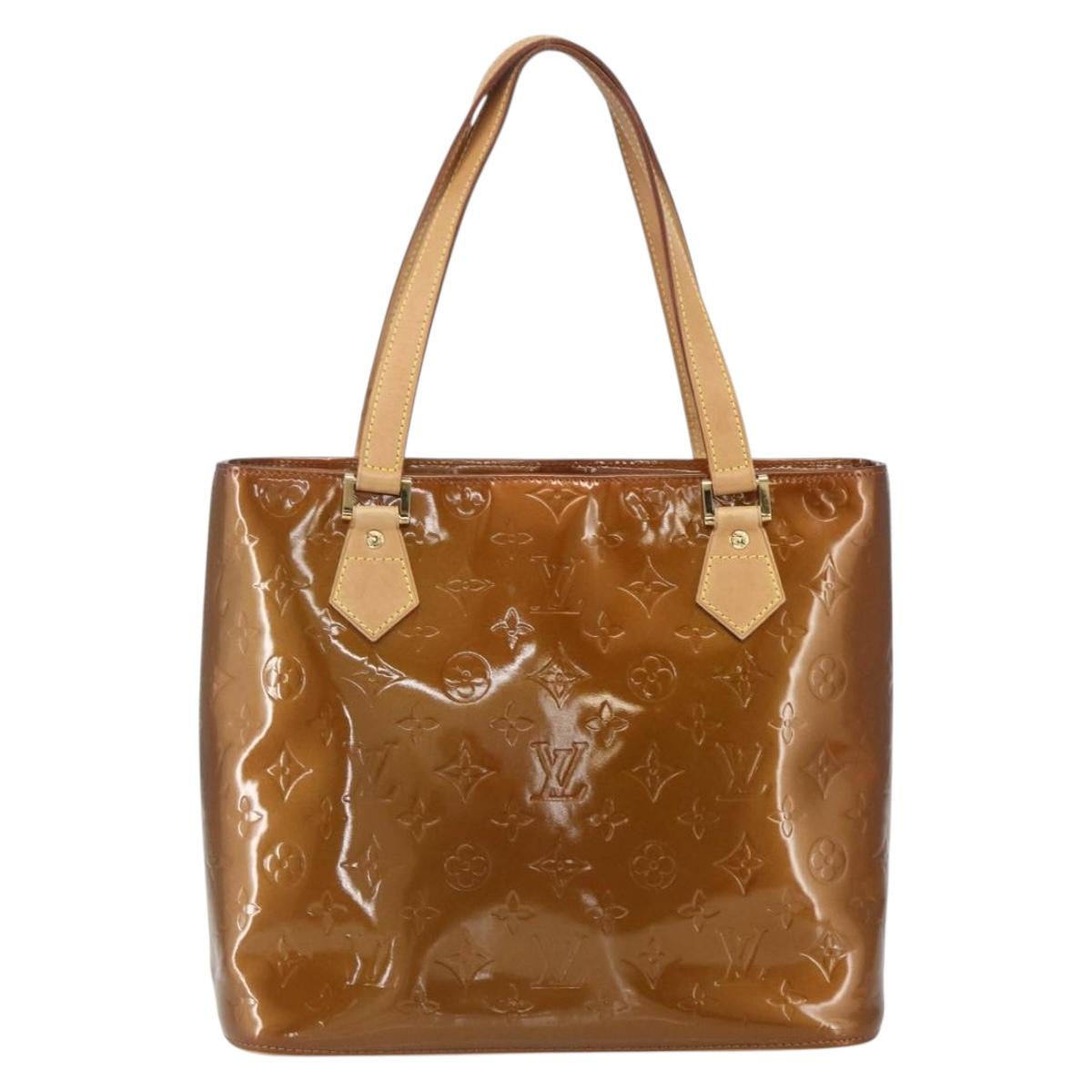 LOUIS VUITTON Monogram Vernis Houston Hand Bag Bronze M91122 LV Auth ka437