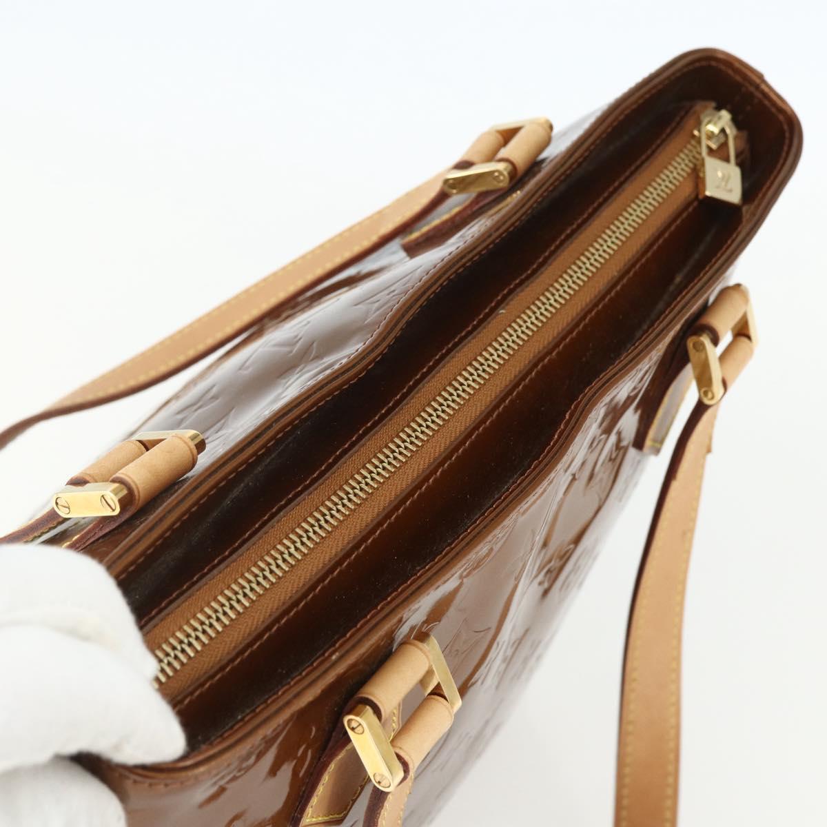 LOUIS VUITTON Monogram Vernis Houston Hand Bag Bronze M91122 LV Auth ka437