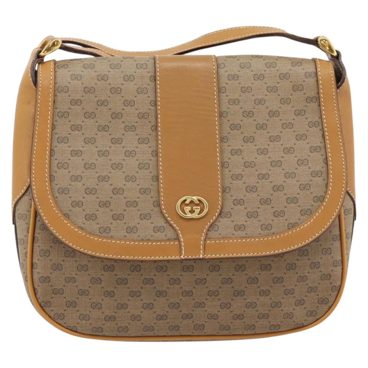 GUCCI Micro GG Supreme Shoulder Bag PVC Beige Gold 001 41 4425 Auth ka4370