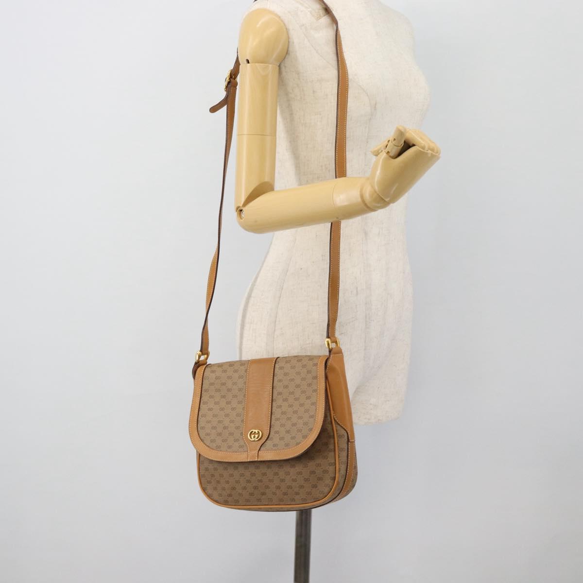 GUCCI Micro GG Supreme Shoulder Bag PVC Beige Gold 001 41 4425 Auth ka4370