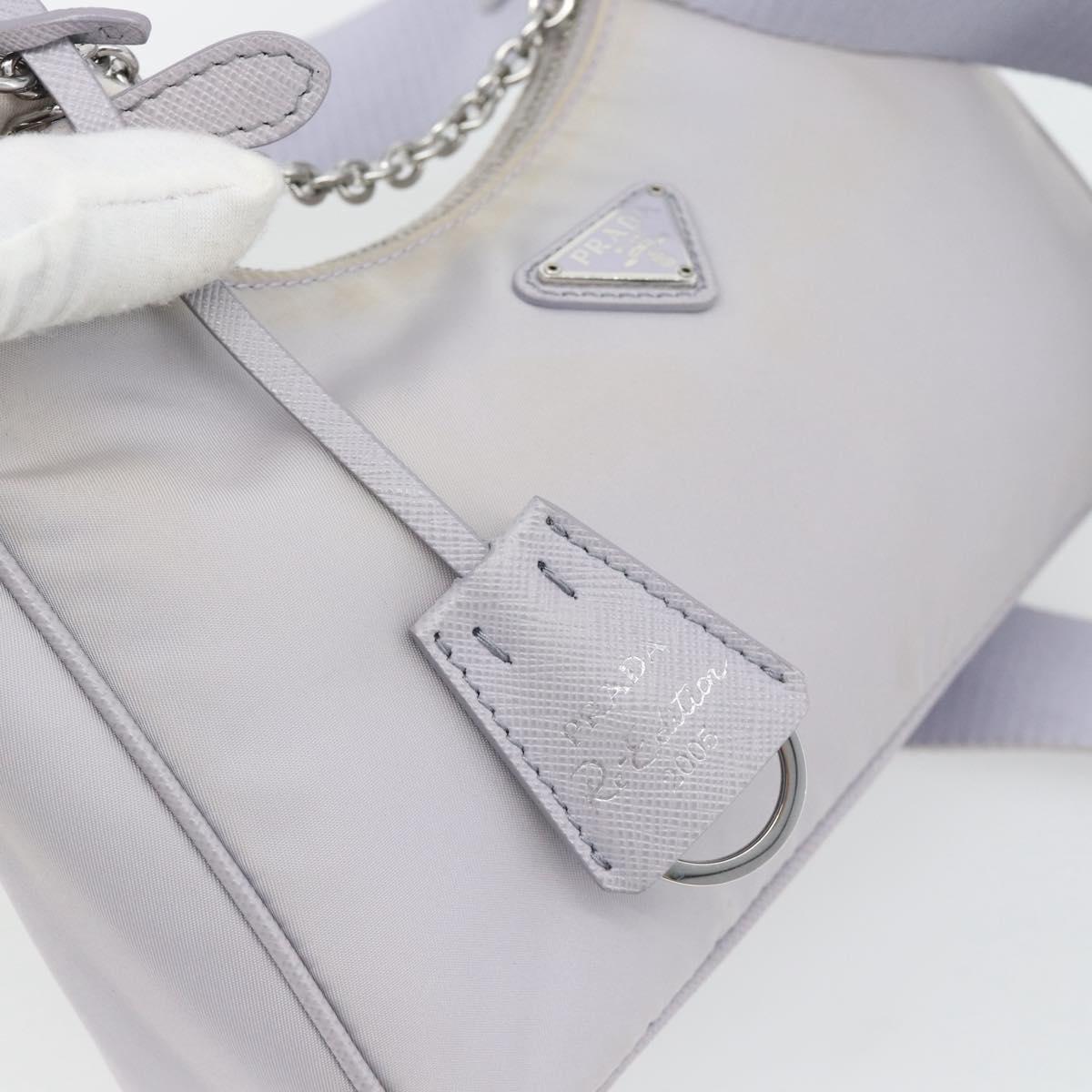 PRADA Re-Edition Shoulder Bag Nylon Purple Silver Auth ka4372A