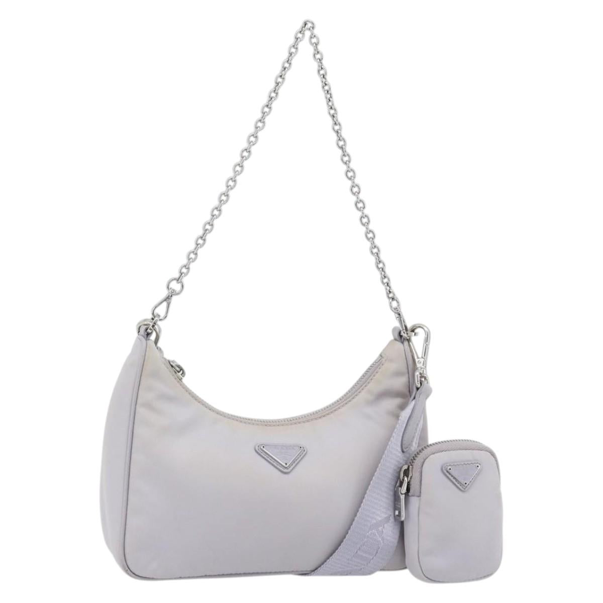 PRADA Re-Edition Shoulder Bag Nylon Purple Silver Auth ka4372A