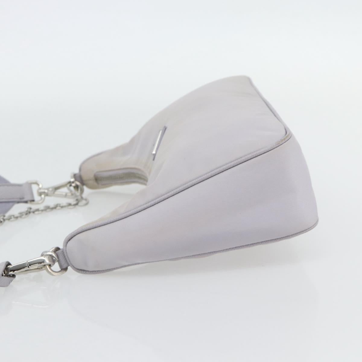 PRADA Re-Edition Shoulder Bag Nylon Purple Silver Auth ka4372A