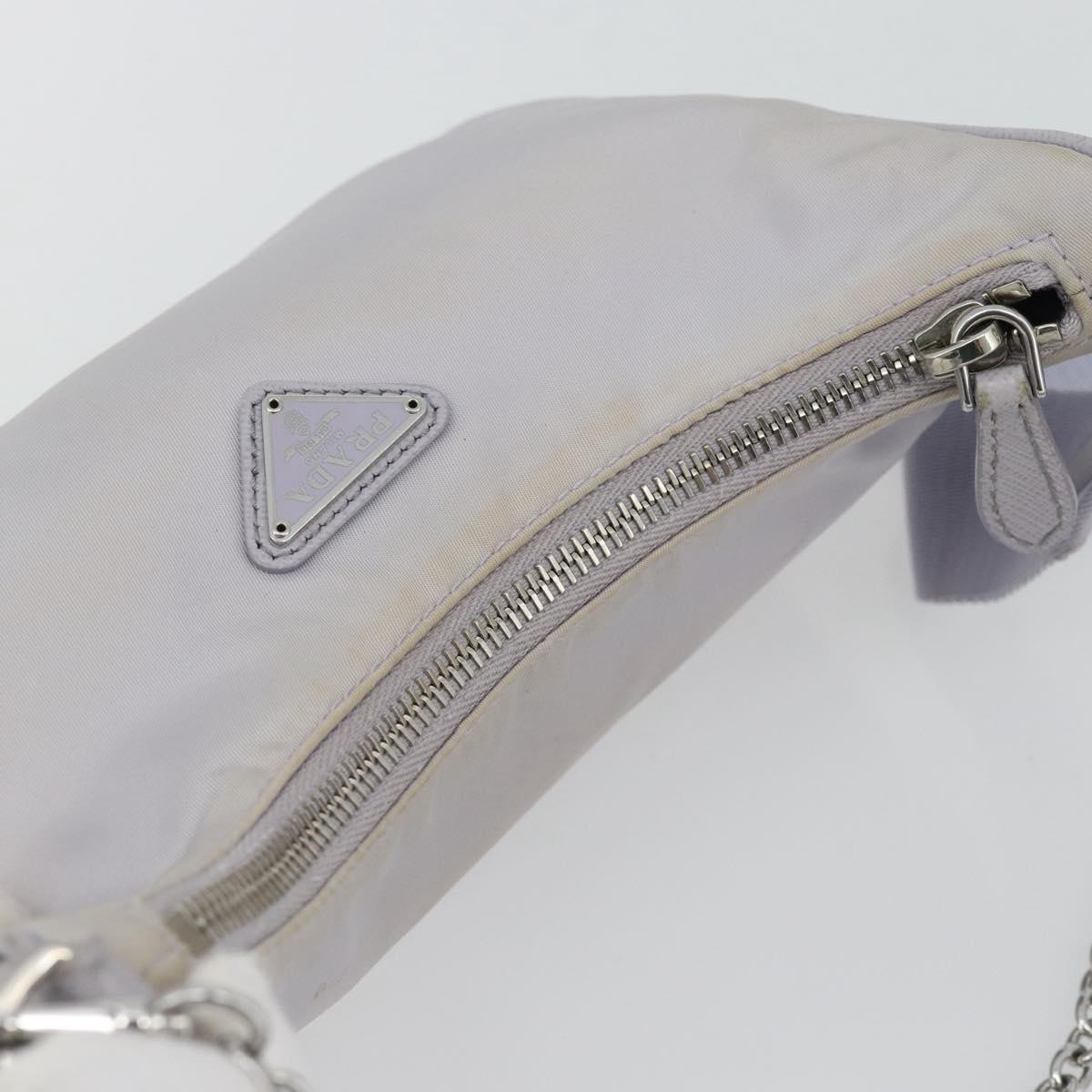 PRADA Re-Edition Shoulder Bag Nylon Purple Silver Auth ka4372A
