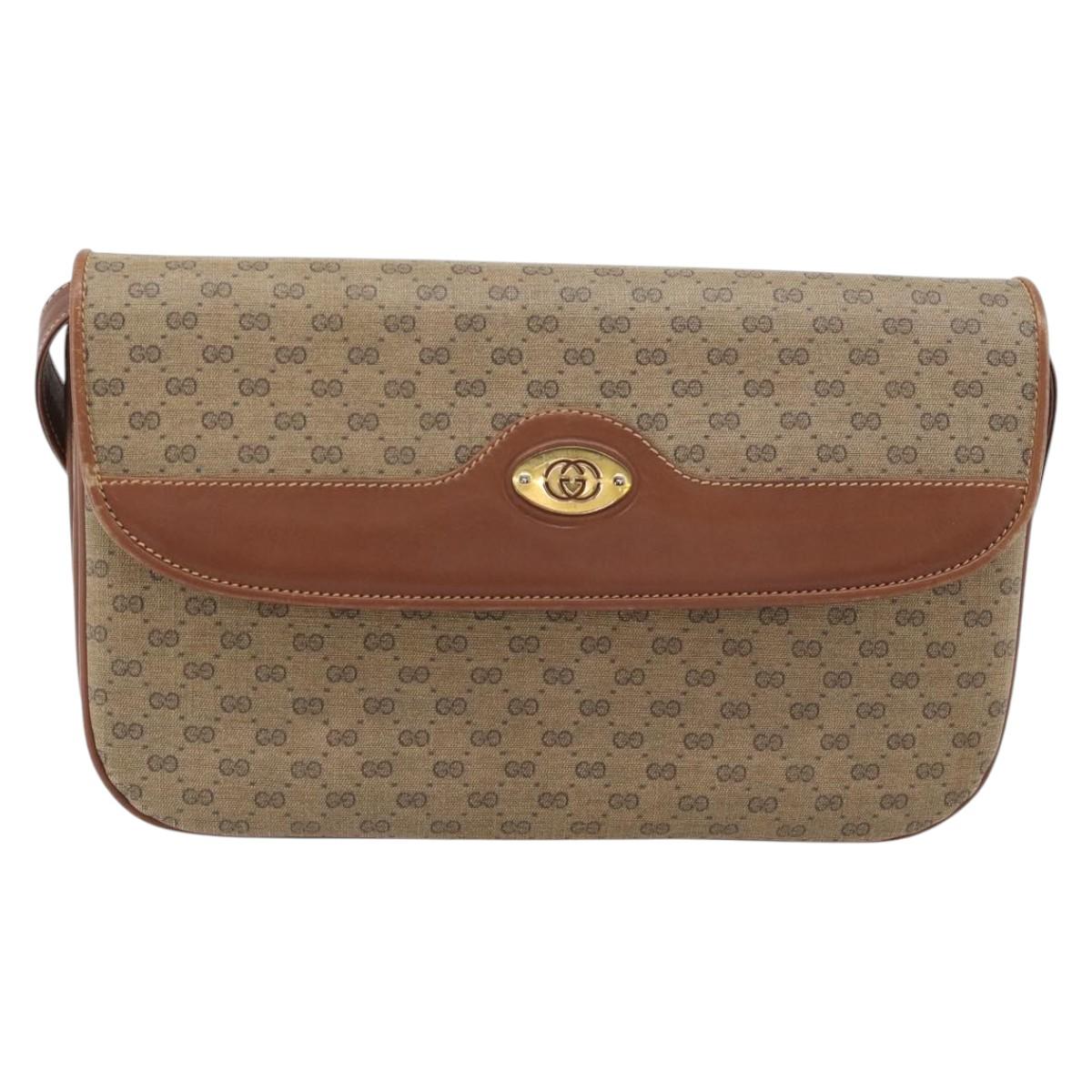 GUCCI Micro GG Supreme Shoulder Bag PVC Beige Gold 004 106 0024 Auth ka4373