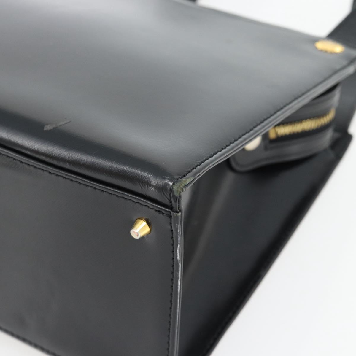 Gianni Versace Shoulder Bag Leather Black Gold Auth ka4376A