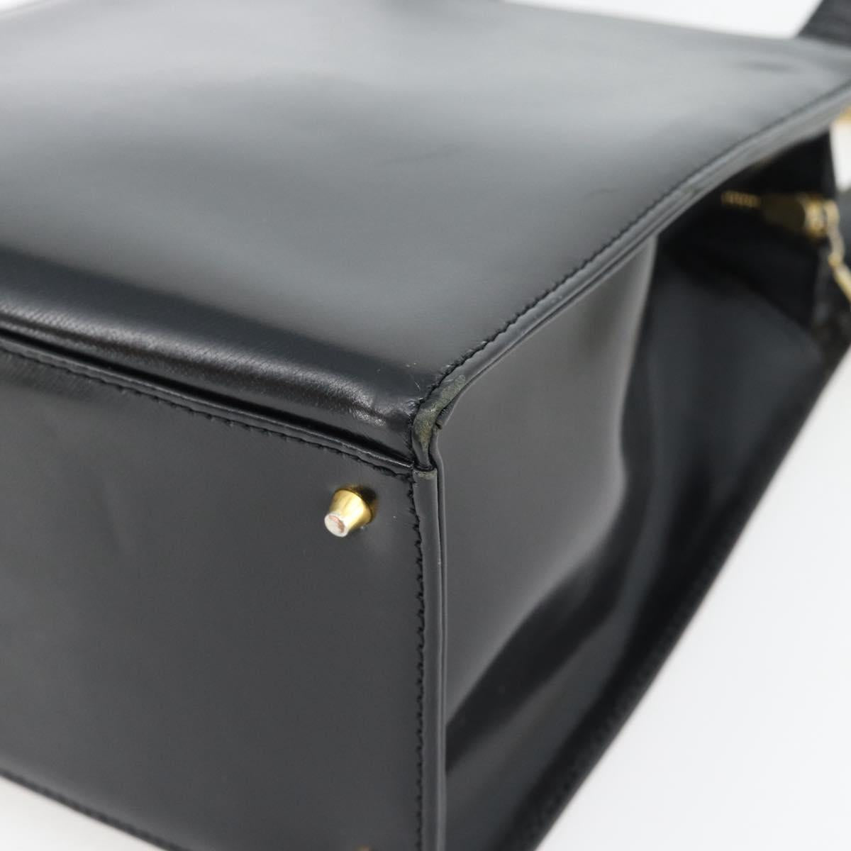 Gianni Versace Shoulder Bag Leather Black Gold Auth ka4376A