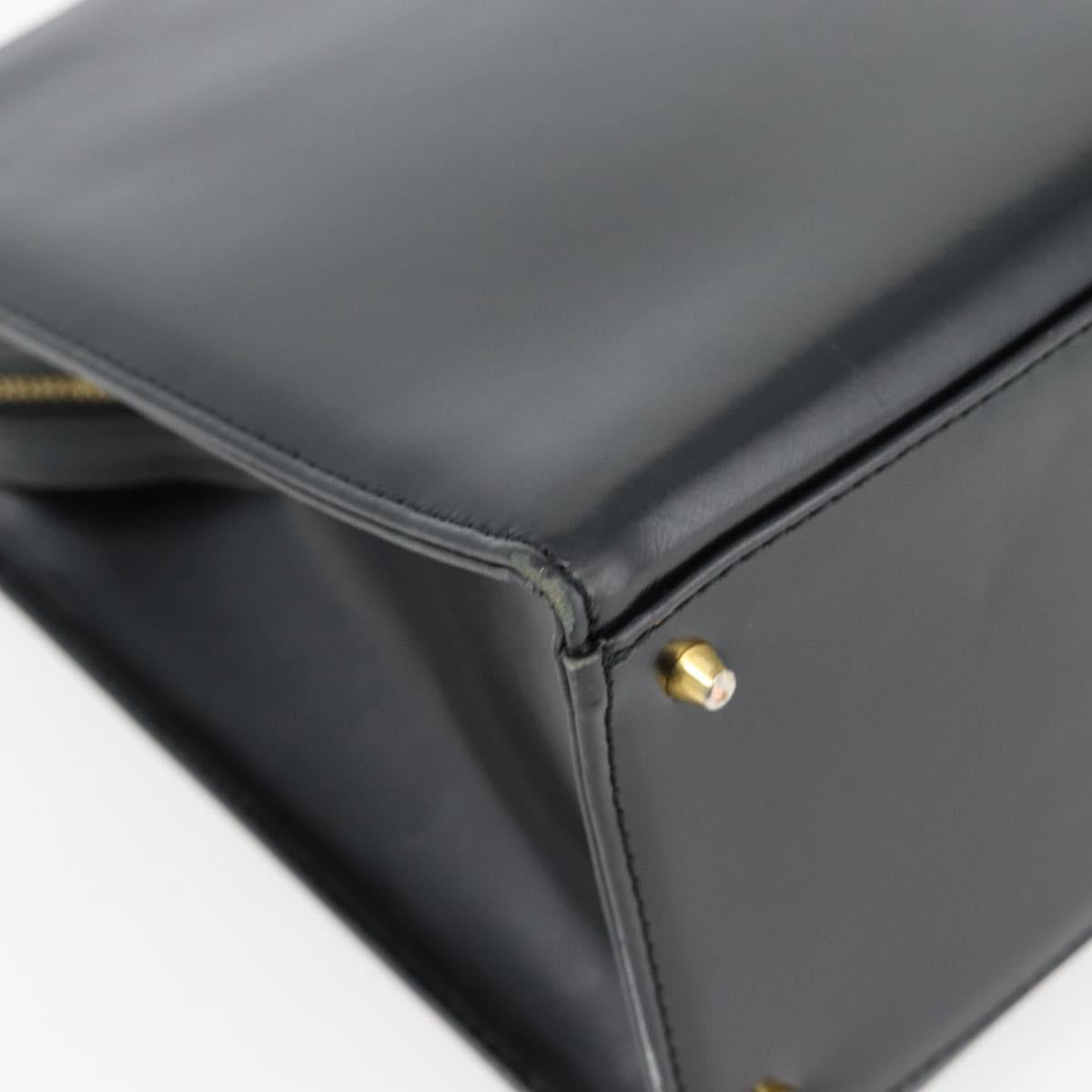 Gianni Versace Shoulder Bag Leather Black Gold Auth ka4376A