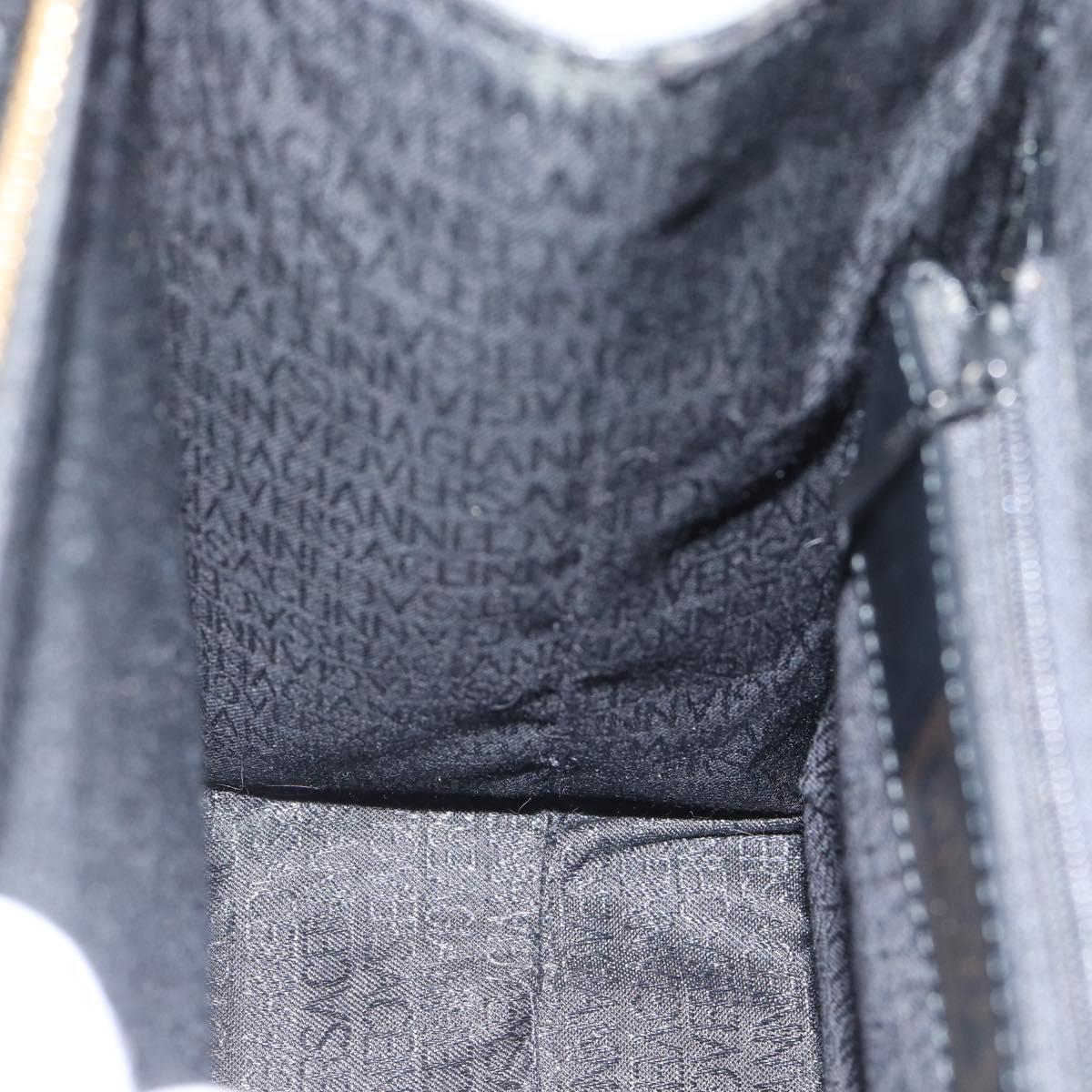 Gianni Versace Shoulder Bag Leather Black Gold Auth ka4376A