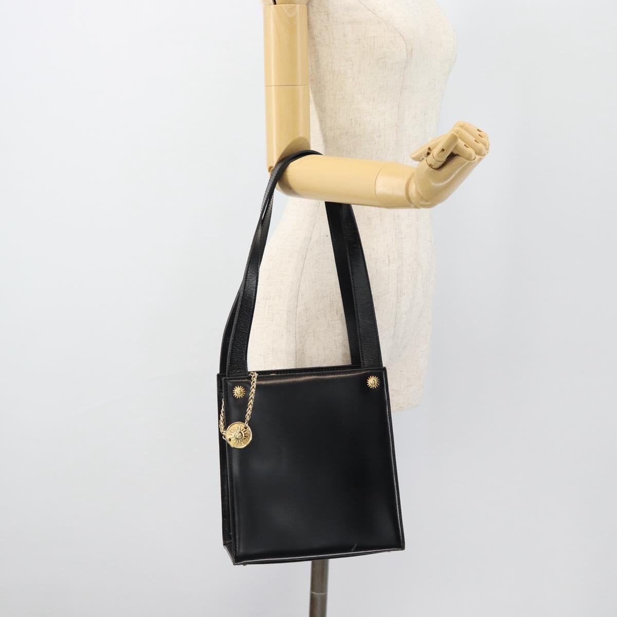 Gianni Versace Shoulder Bag Leather Black Gold Auth ka4376A