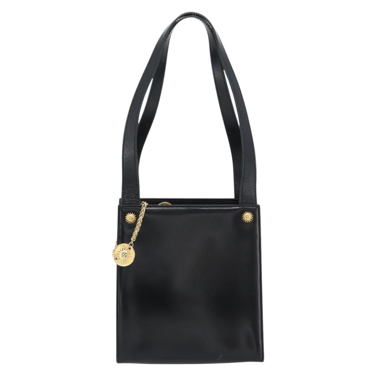 Gianni Versace Shoulder Bag Leather Black Gold Auth ka4376A