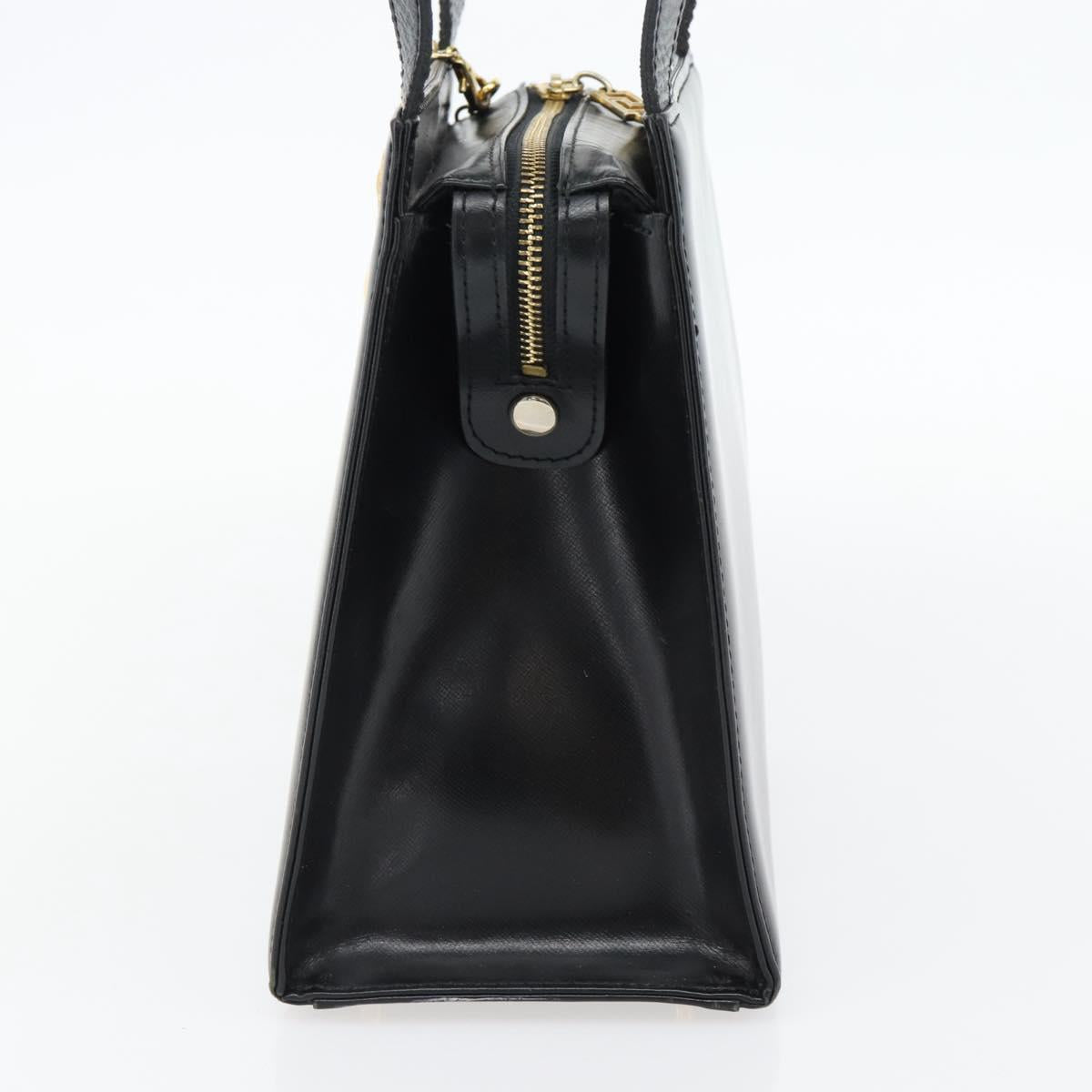 Gianni Versace Shoulder Bag Leather Black Gold Auth ka4376A