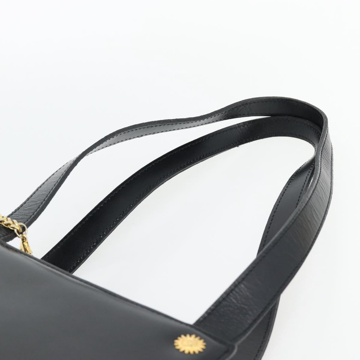 Gianni Versace Shoulder Bag Leather Black Gold Auth ka4376A