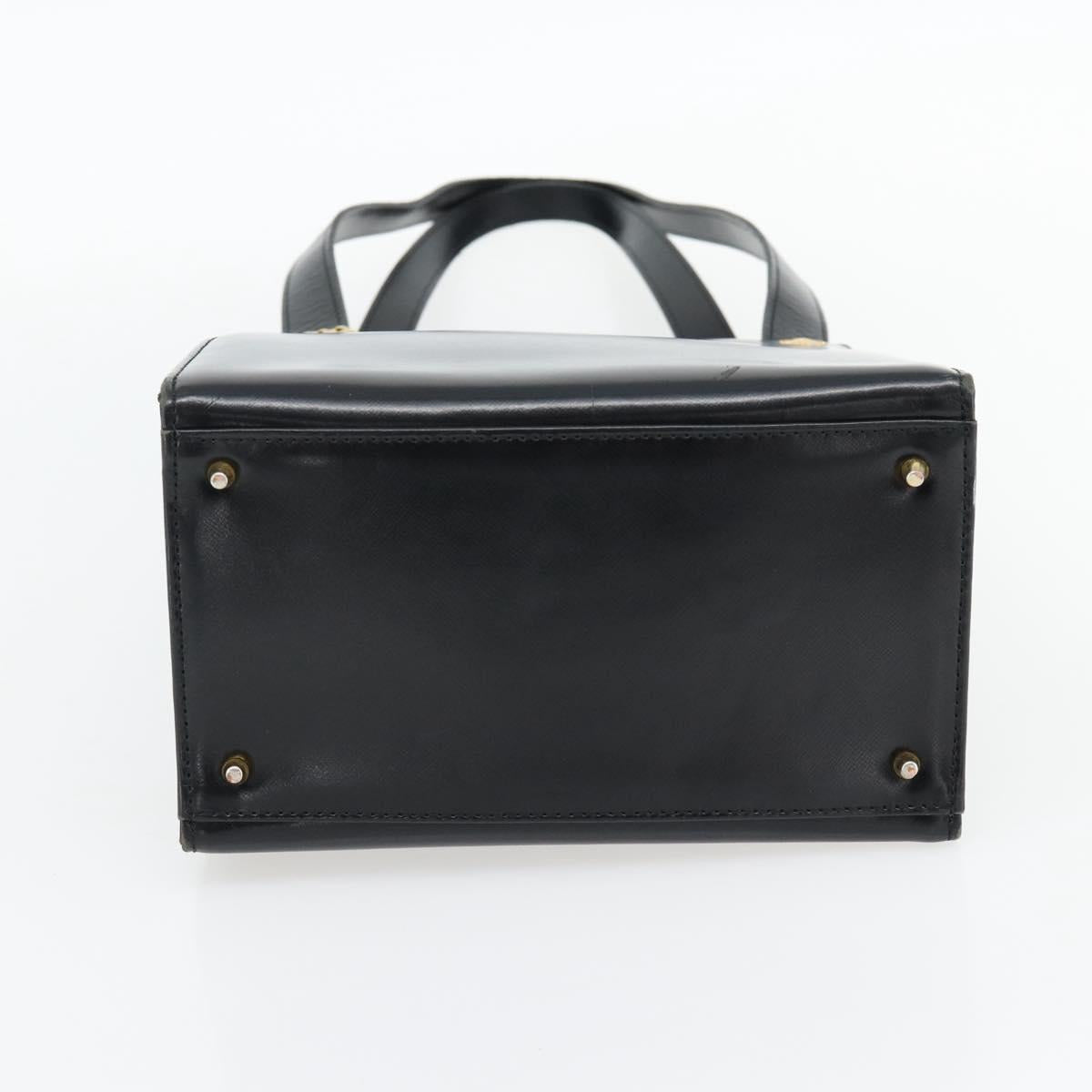 Gianni Versace Shoulder Bag Leather Black Gold Auth ka4376A