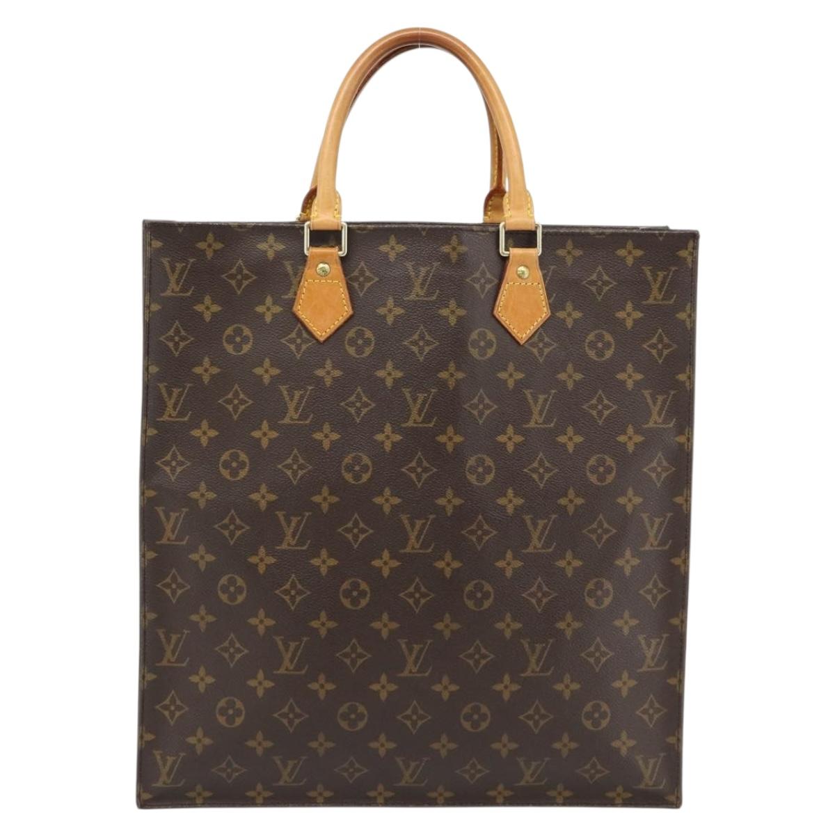LOUIS VUITTON Monogram Sac Plat Hand Bag M51140 LV Auth ka4380
