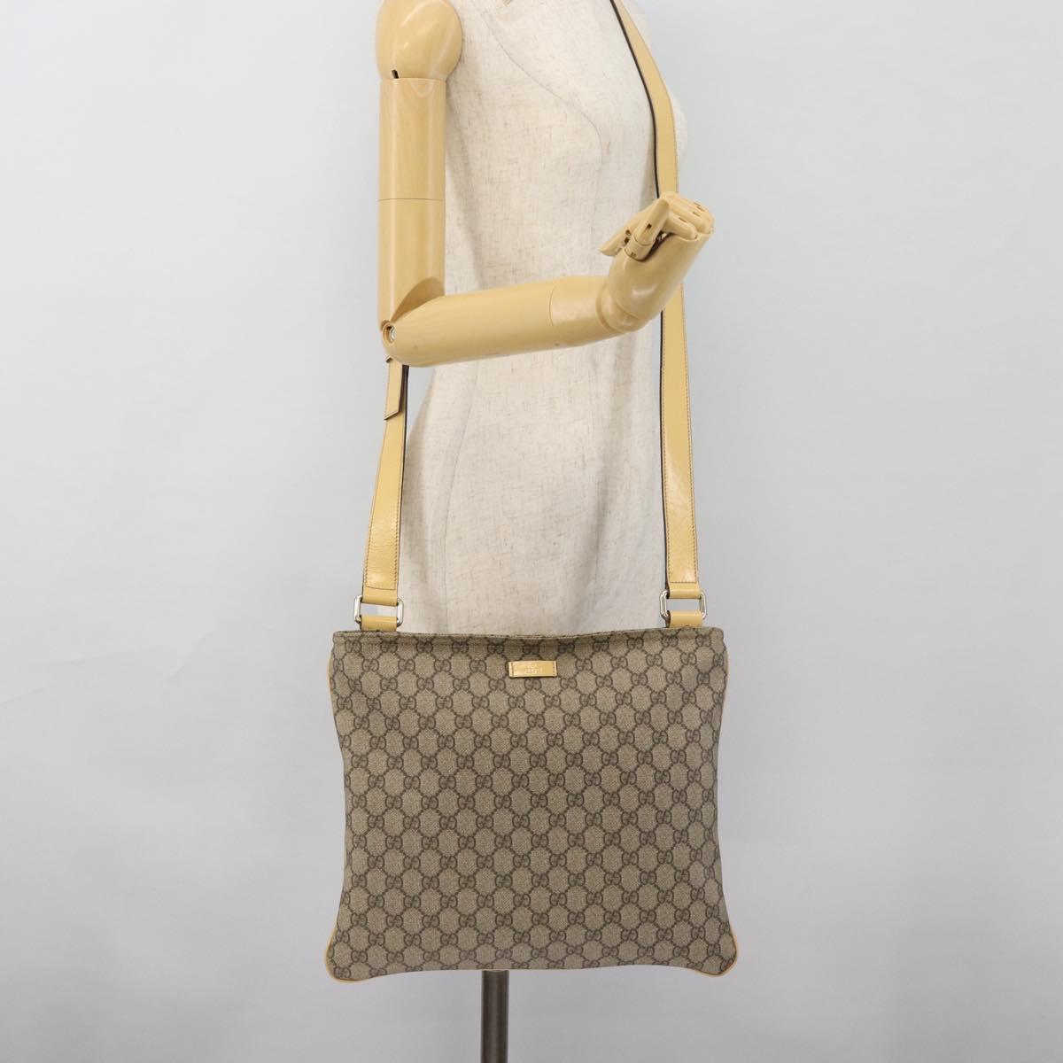 GUCCI GG Supreme Shoulder Bag PVC Beige Gold 201446 Auth ka4386A