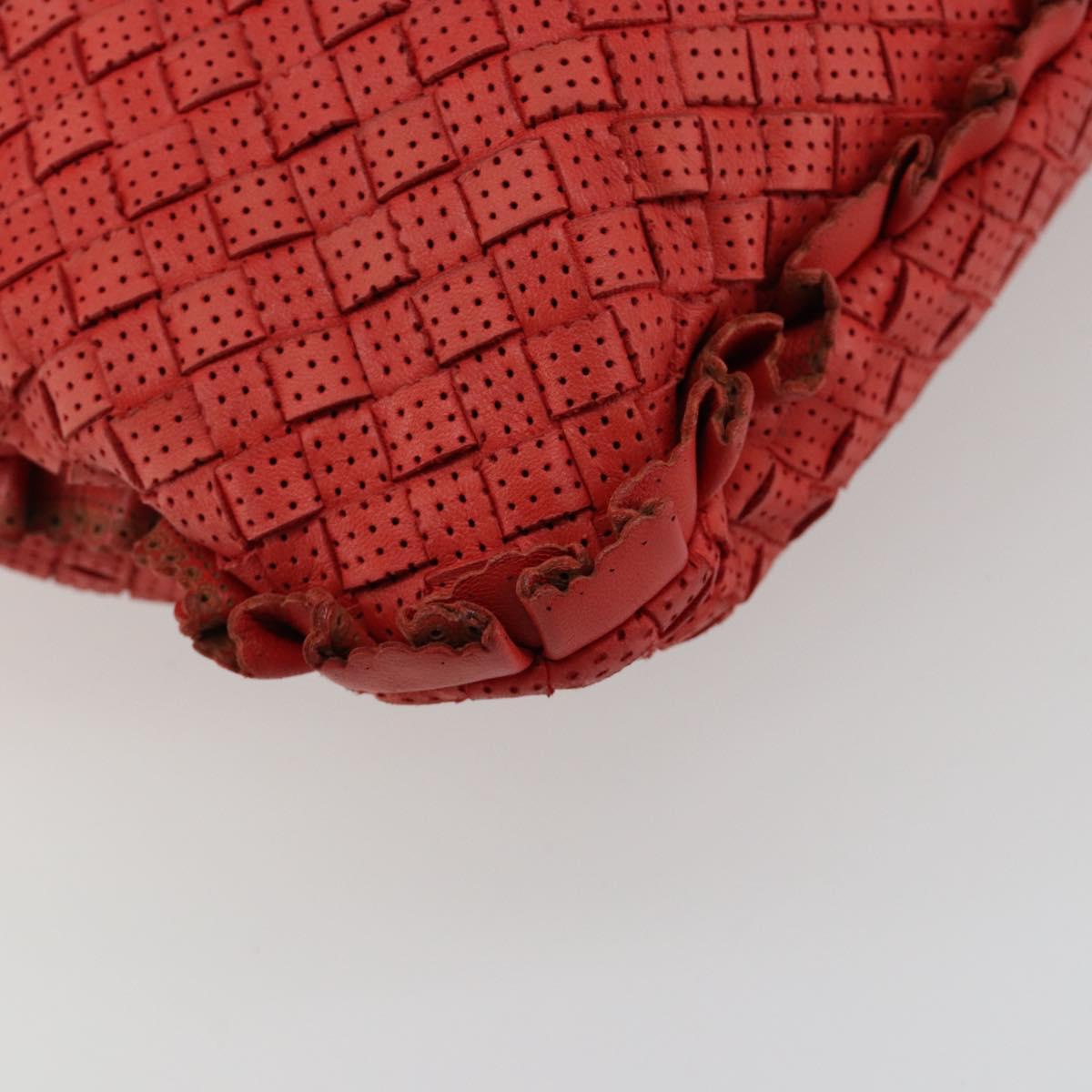BOTTEGA VENETA INTRECCIATO Hobo Bag Leather Red Silver 115653 Auth ka4388V