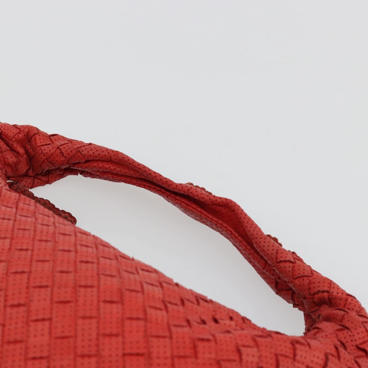 BOTTEGA VENETA INTRECCIATO Hobo Bag Leather Red Silver 115653 Auth ka4388V