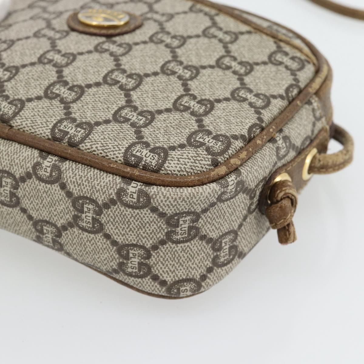 GUCCI GG Plus Supreme Shoulder Bag PVC Beige Gold Auth ka4394