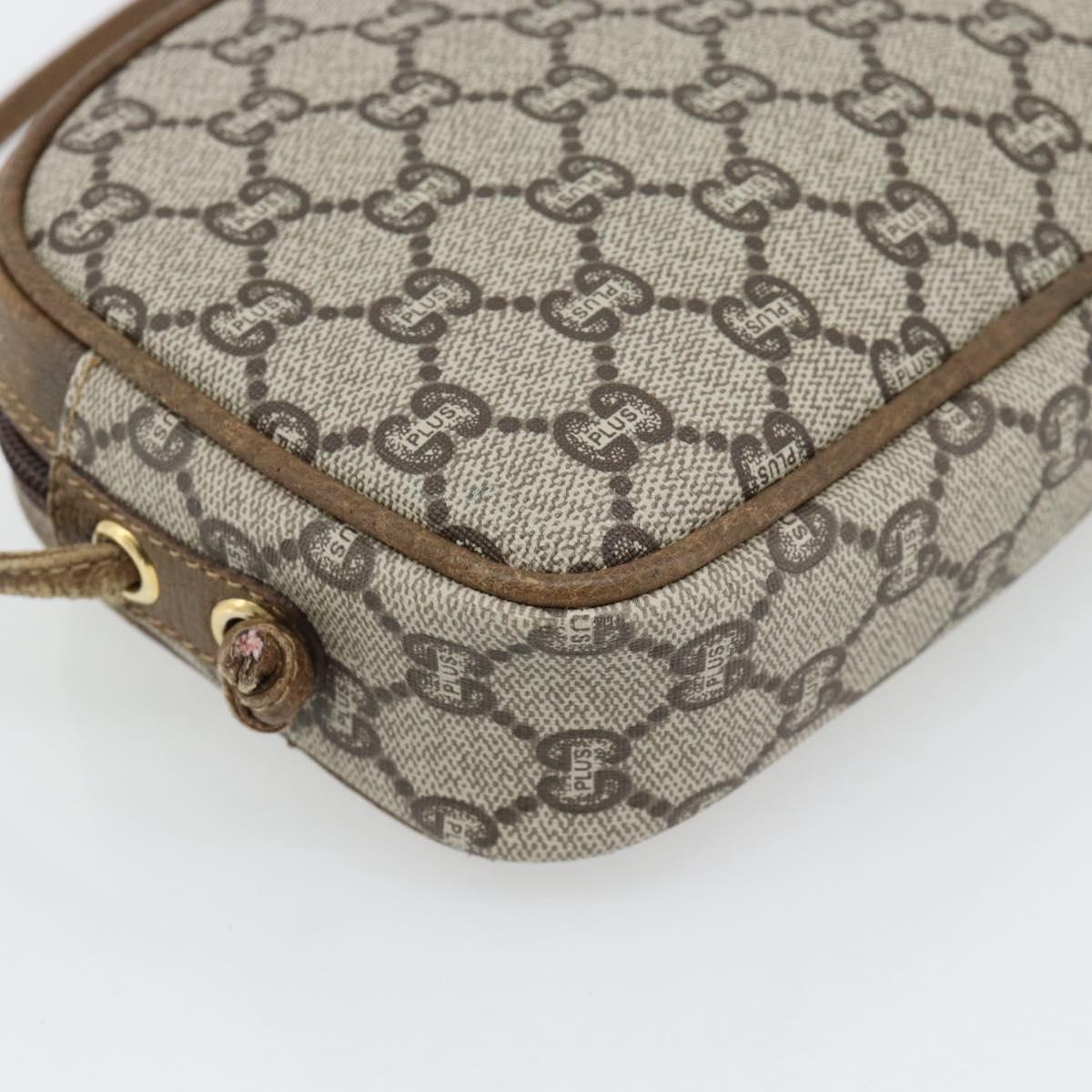 GUCCI GG Plus Supreme Shoulder Bag PVC Beige Gold Auth ka4394