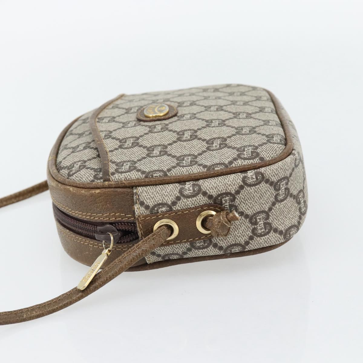 GUCCI GG Plus Supreme Shoulder Bag PVC Beige Gold Auth ka4394