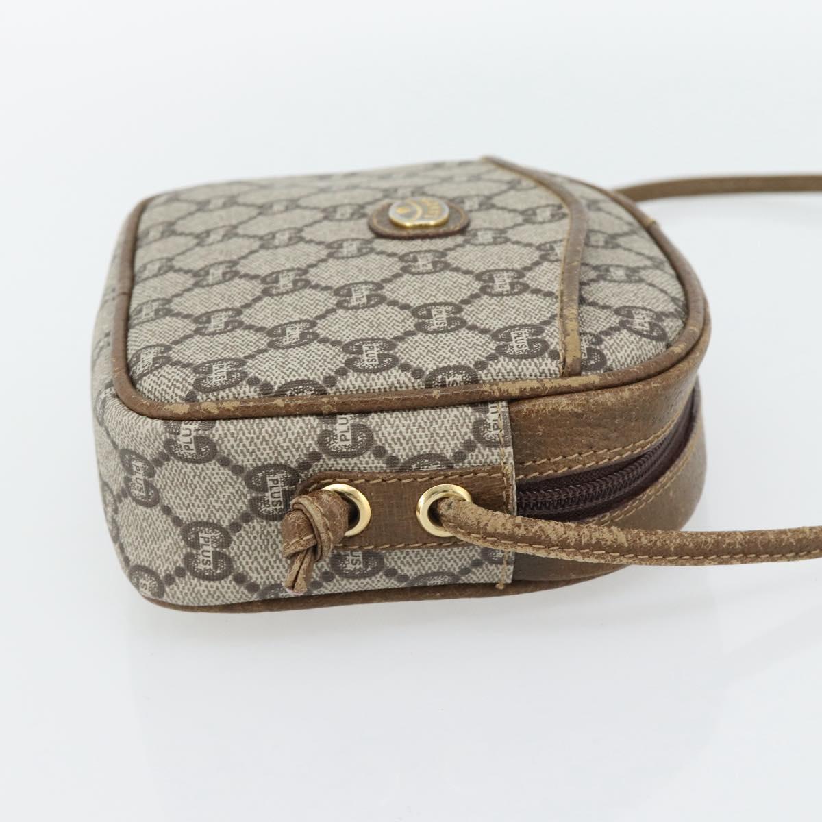 GUCCI GG Plus Supreme Shoulder Bag PVC Beige Gold Auth ka4394