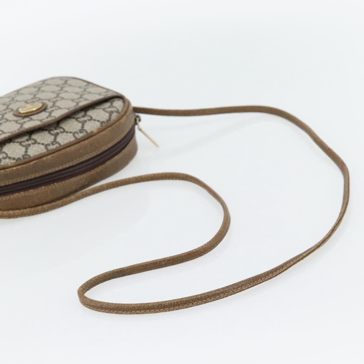GUCCI GG Plus Supreme Shoulder Bag PVC Beige Gold Auth ka4394