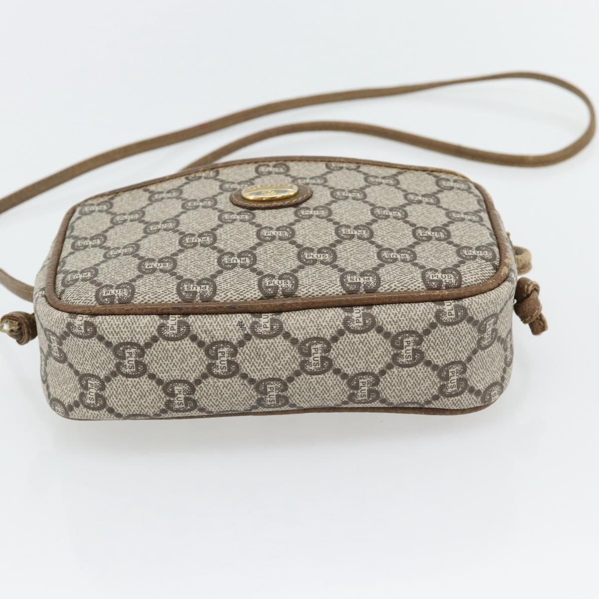 GUCCI GG Plus Supreme Shoulder Bag PVC Beige Gold Auth ka4394
