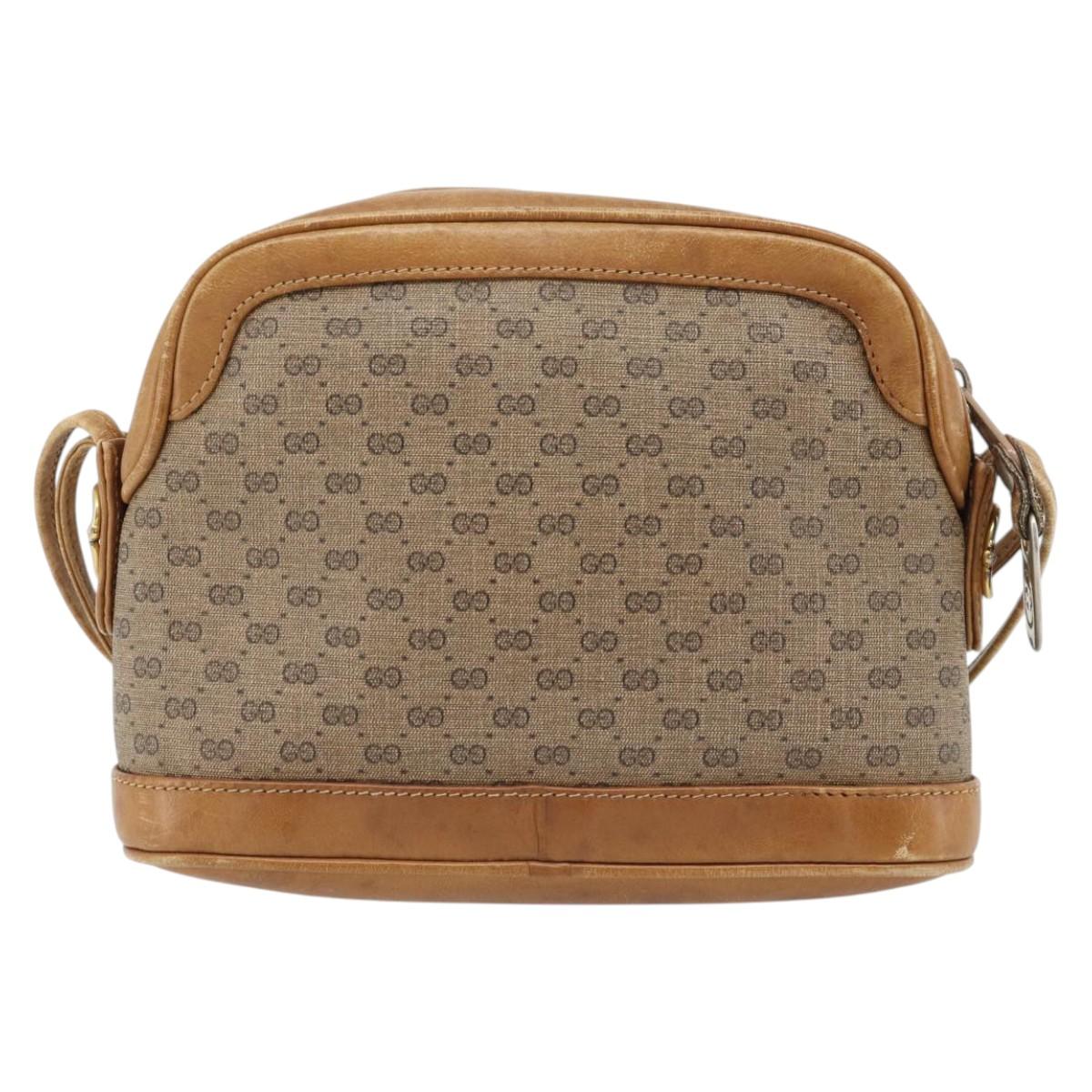 GUCCI Micro GG Supreme Shoulder Bag PVC Beige Gold Auth ka4395