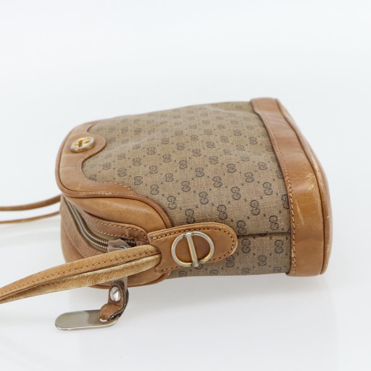 GUCCI Micro GG Supreme Shoulder Bag PVC Beige Gold Auth ka4395