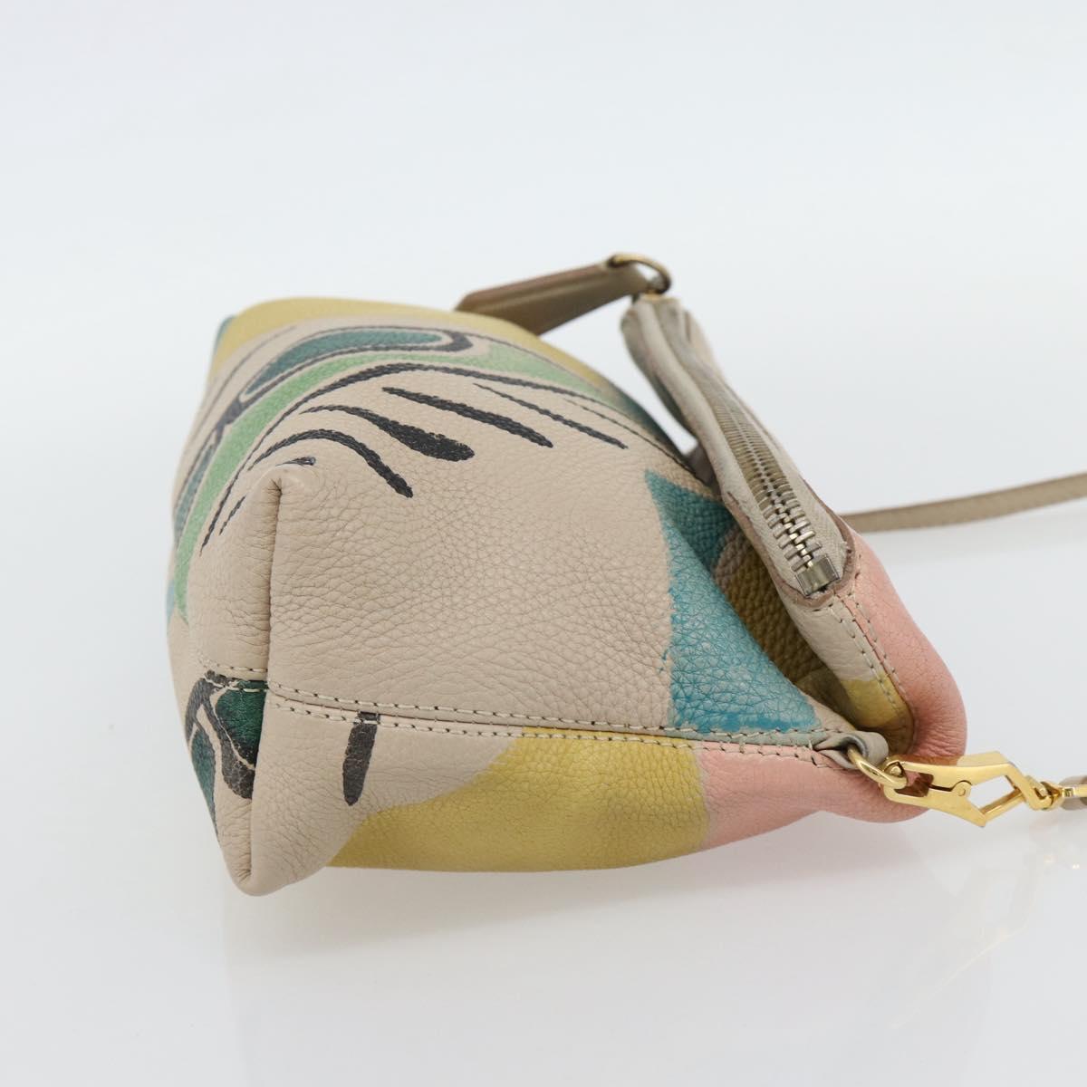 BURBERRY Shoulder Bag Leather Beige Gold Auth ka4396A