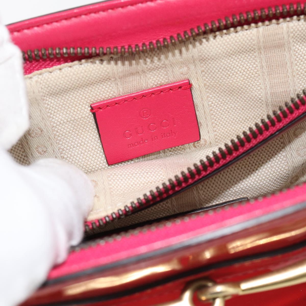 GUCCI Horsebit Hand Bag Patent leather 2way Pink Gold 371925 Auth ka4397A