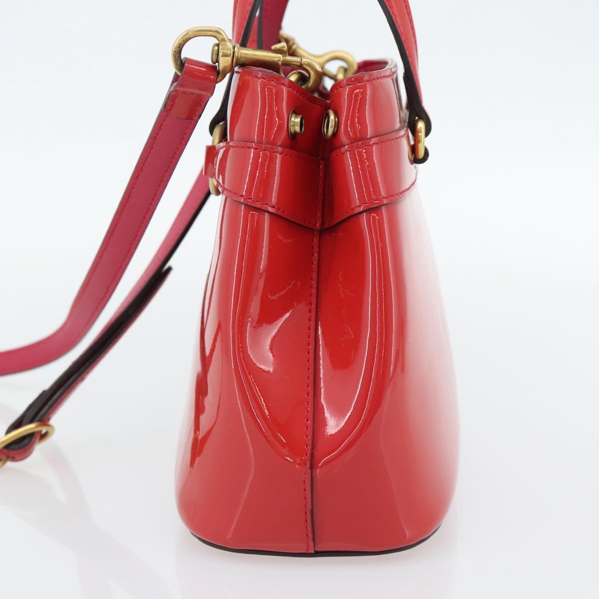 GUCCI Horsebit Hand Bag Patent leather 2way Pink Gold 371925 Auth ka4397A