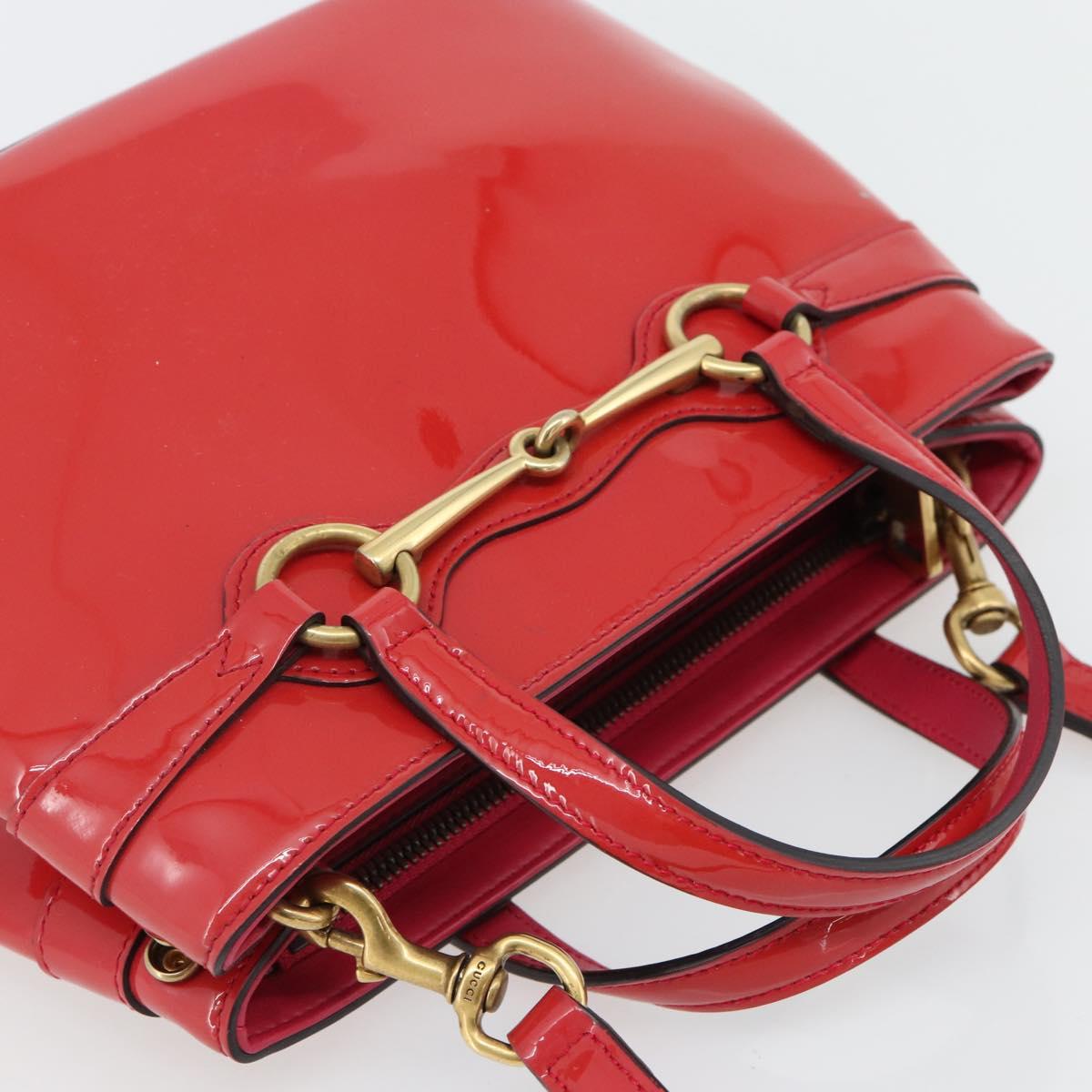 GUCCI Horsebit Hand Bag Patent leather 2way Pink Gold 371925 Auth ka4397A