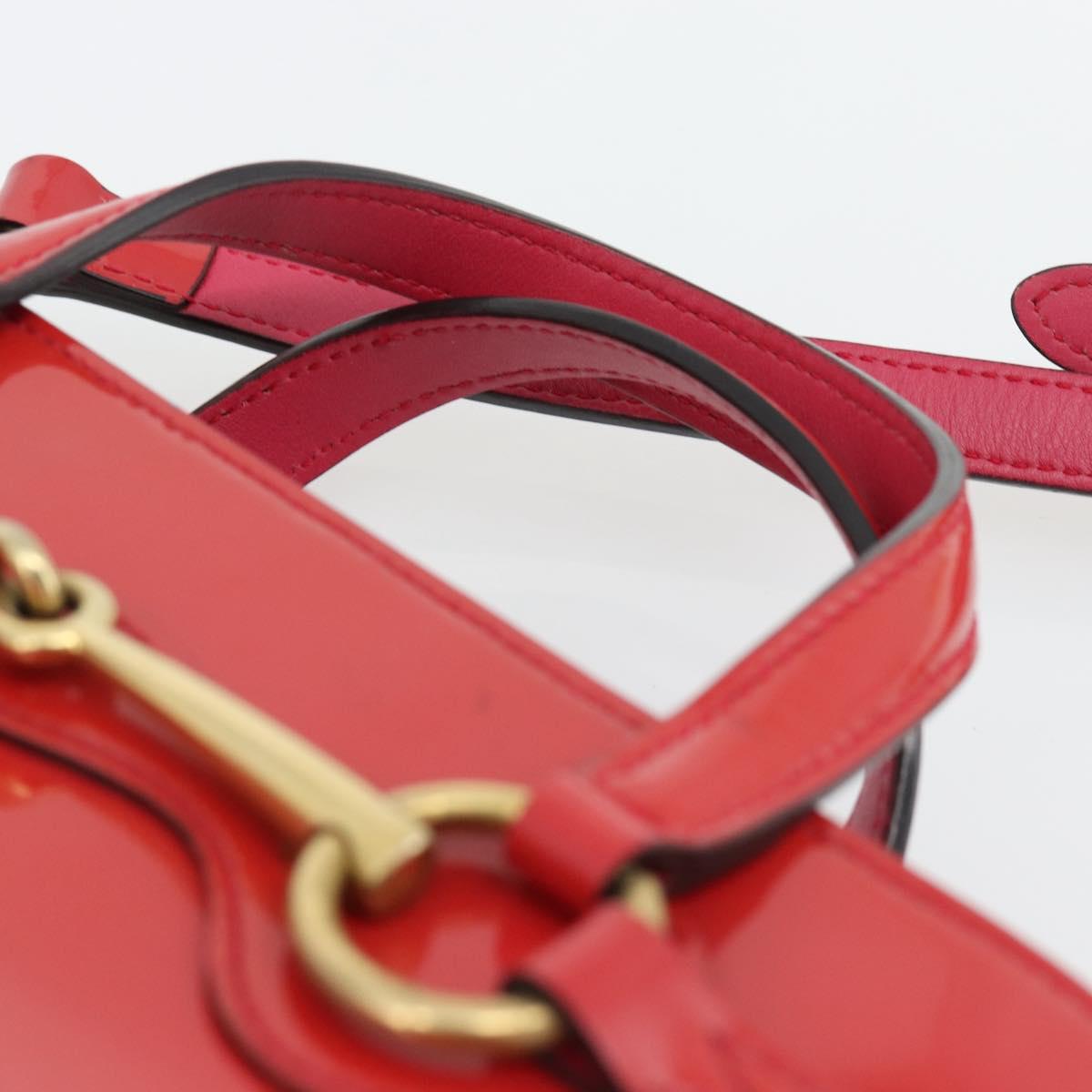 GUCCI Horsebit Hand Bag Patent leather 2way Pink Gold 371925 Auth ka4397A