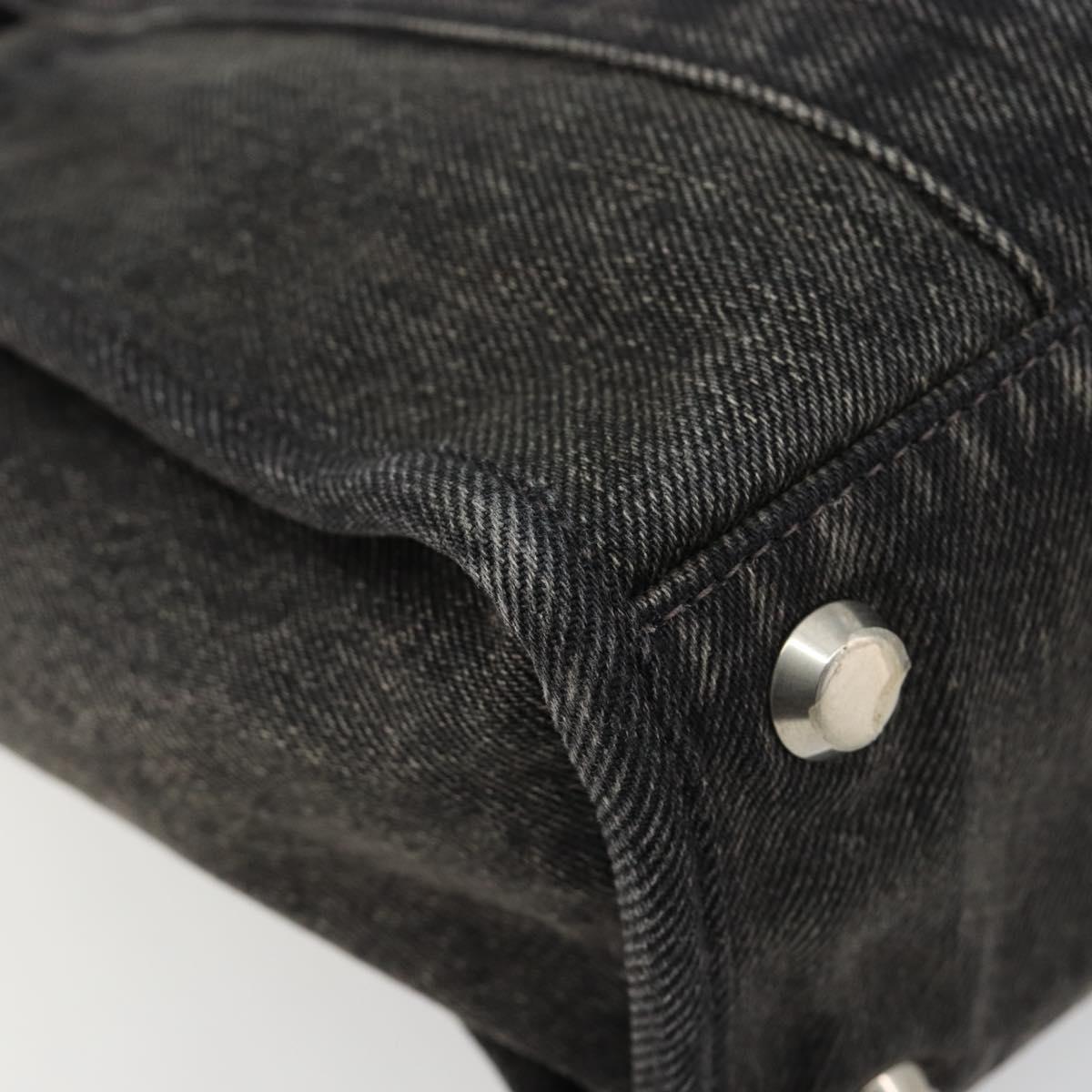 BALENCIAGA Hand Bag Denim 2way Black Silver 671402 Auth ka4398