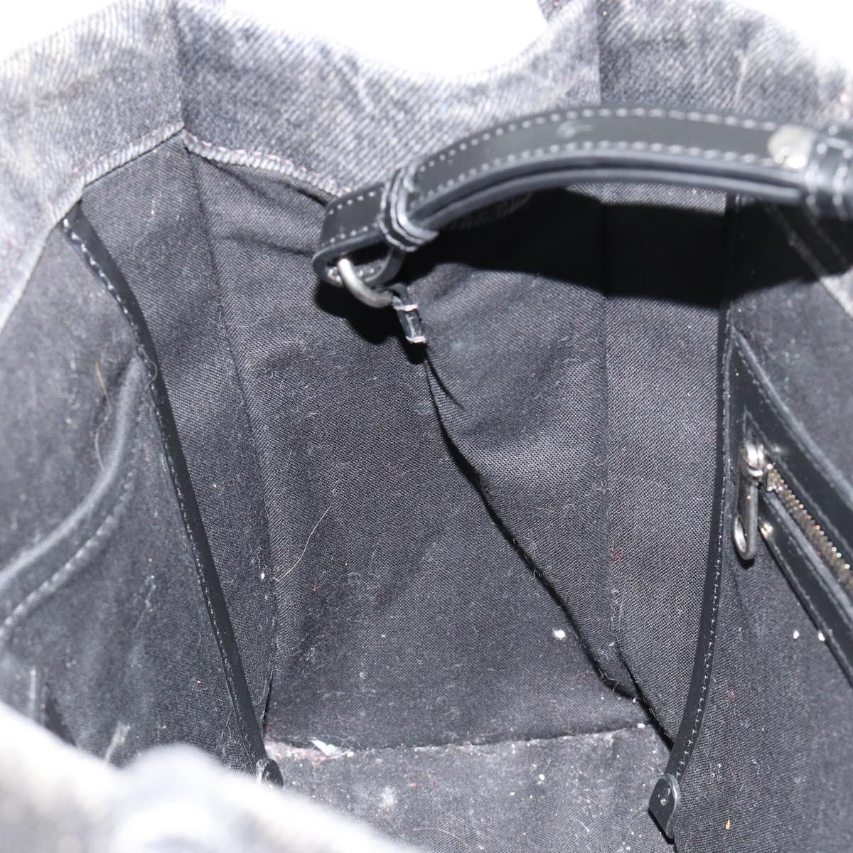 BALENCIAGA Hand Bag Denim 2way Black Silver 671402 Auth ka4398