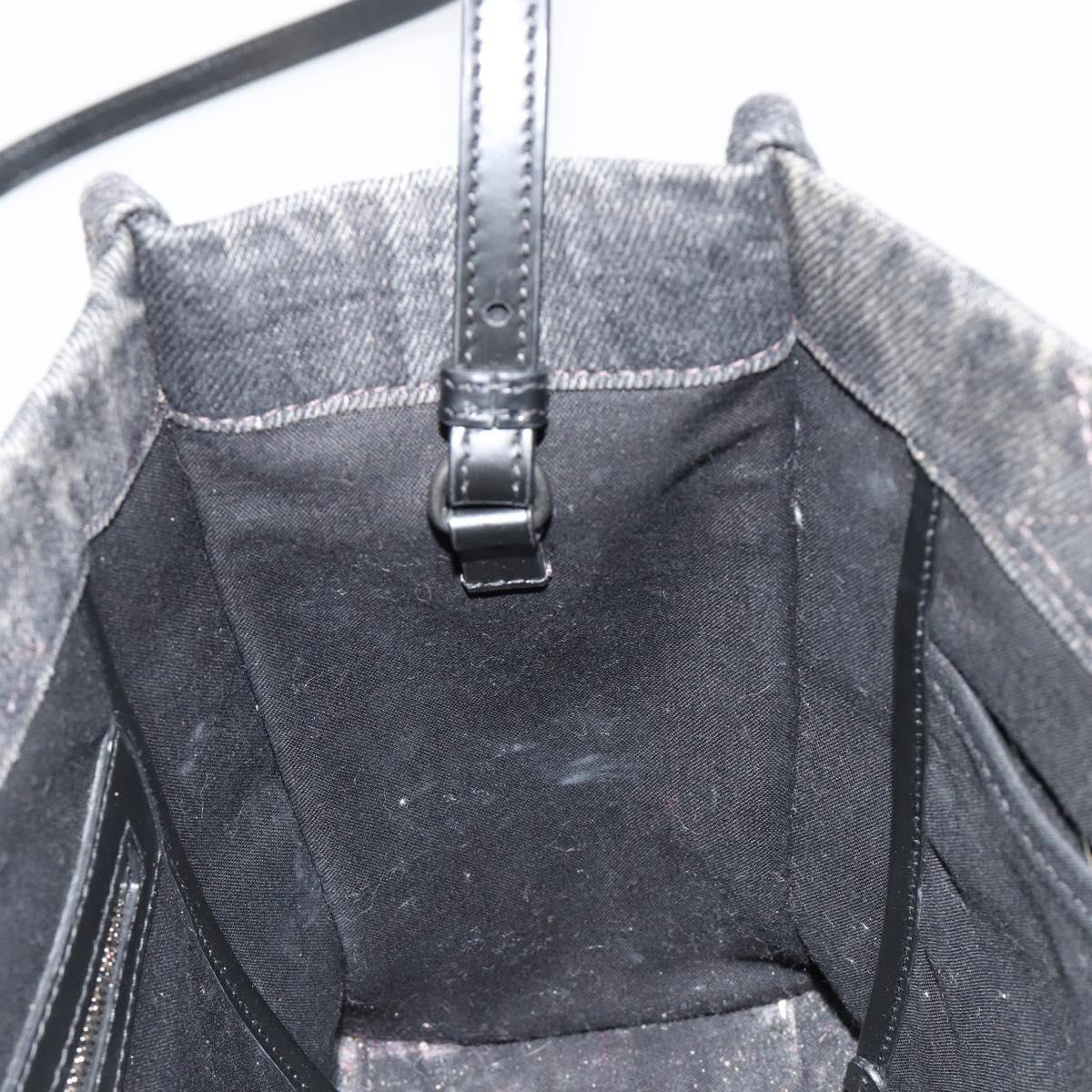 BALENCIAGA Hand Bag Denim 2way Black Silver 671402 Auth ka4398