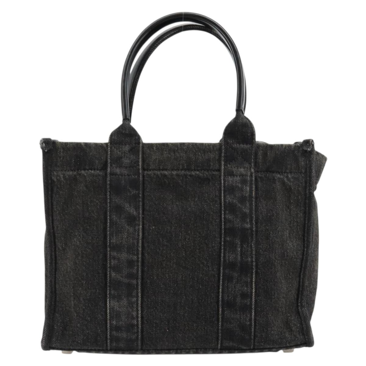 BALENCIAGA Hand Bag Denim 2way Black Silver 671402 Auth ka4398