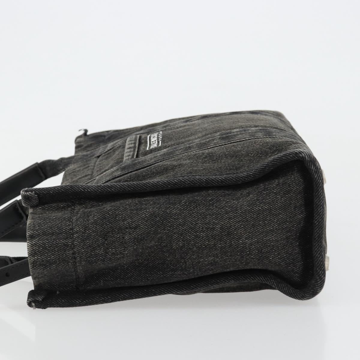 BALENCIAGA Hand Bag Denim 2way Black Silver 671402 Auth ka4398
