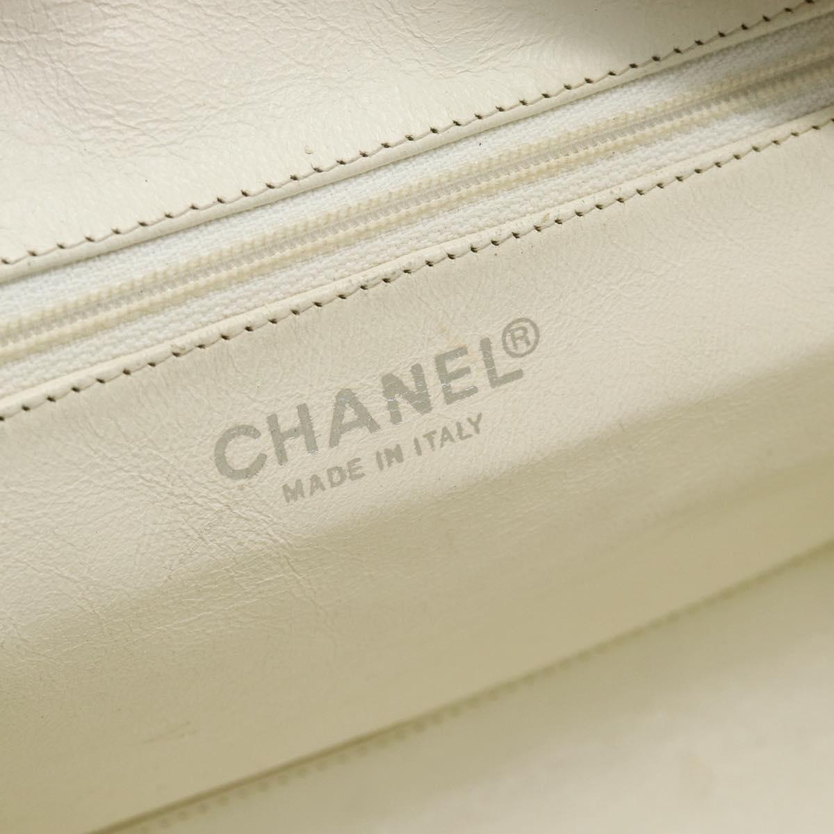 CHANEL Hand Bag Canvas Leather Gray Silver CC Auth ka4399A