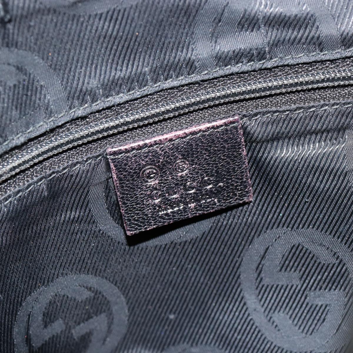 GUCCI GG Canvas Guccissima Shoulder Bag Leather Black Silver 257282 Auth ka4401