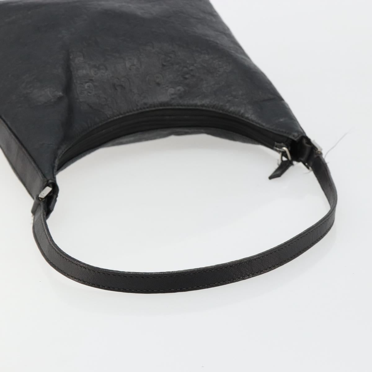 GUCCI GG Canvas Guccissima Shoulder Bag Leather Black Silver 257282 Auth ka4401