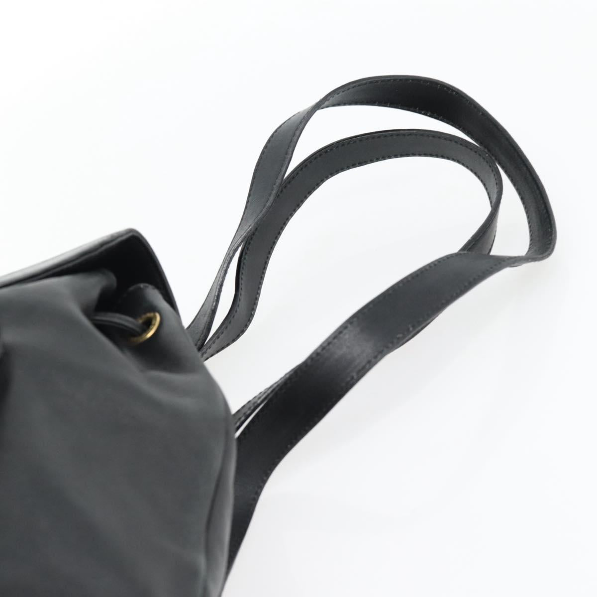 GUCCI Bamboo Backpack Leather Black Gold 003 2034 0030 Auth ka4402
