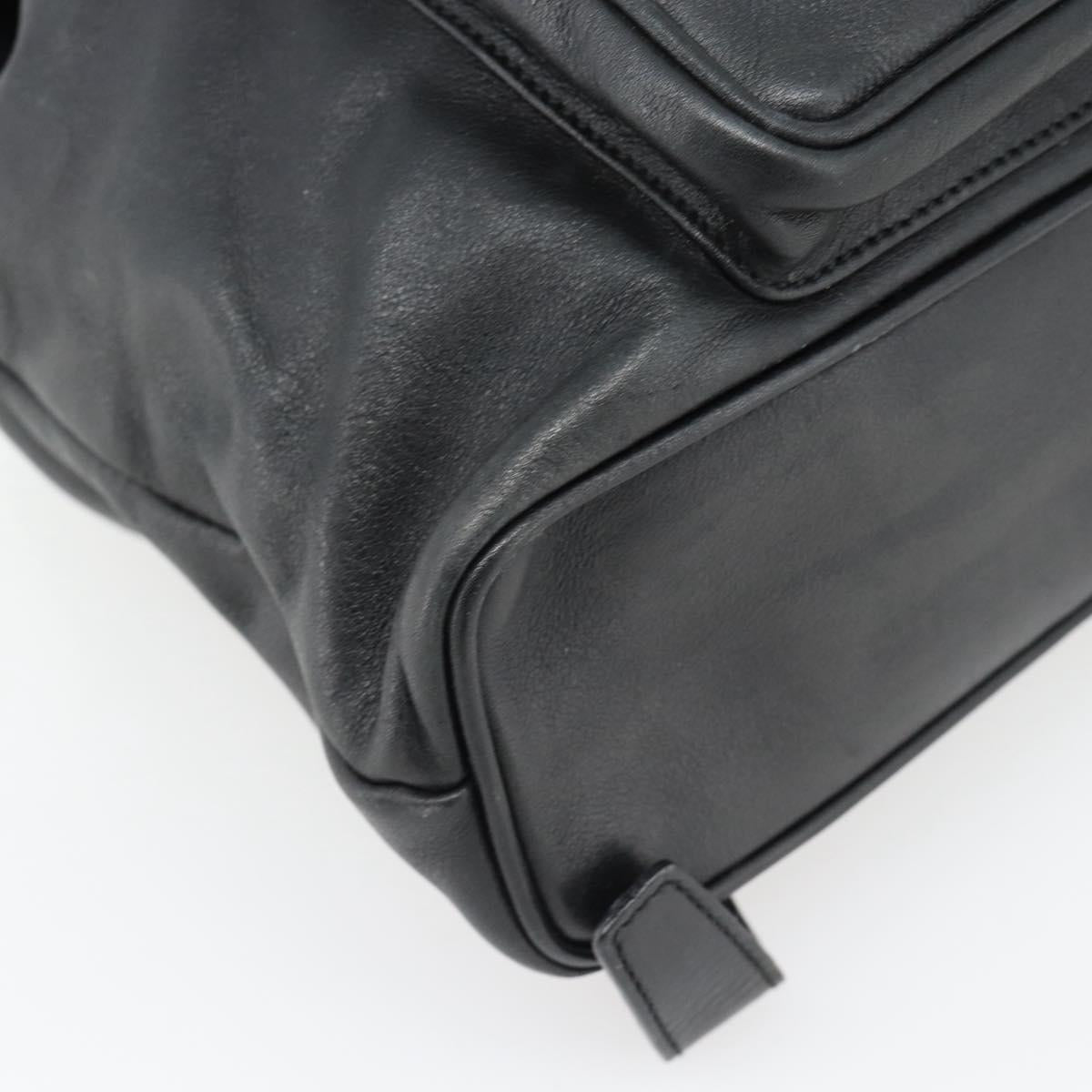 GUCCI Bamboo Backpack Leather Black Gold 003 2034 0030 Auth ka4402