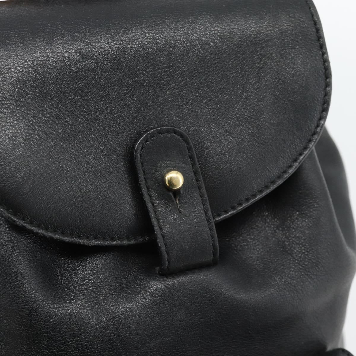 GUCCI Bamboo Backpack Leather Black Gold 003 2034 0030 Auth ka4402