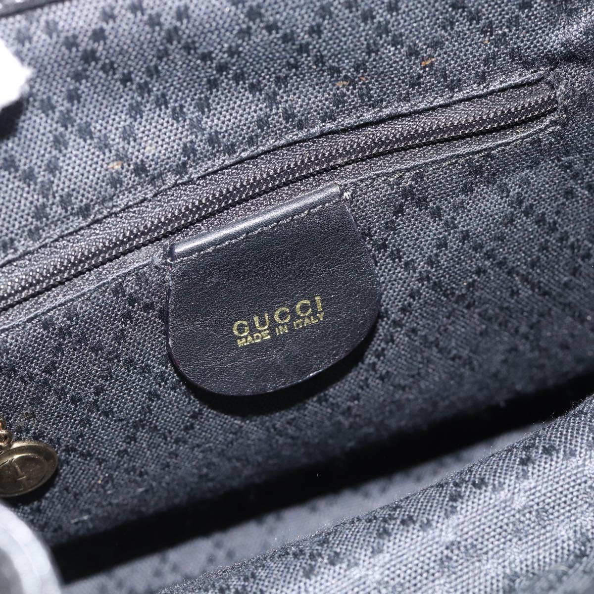 GUCCI Bamboo Backpack Leather Black Gold 003 2034 0030 Auth ka4402