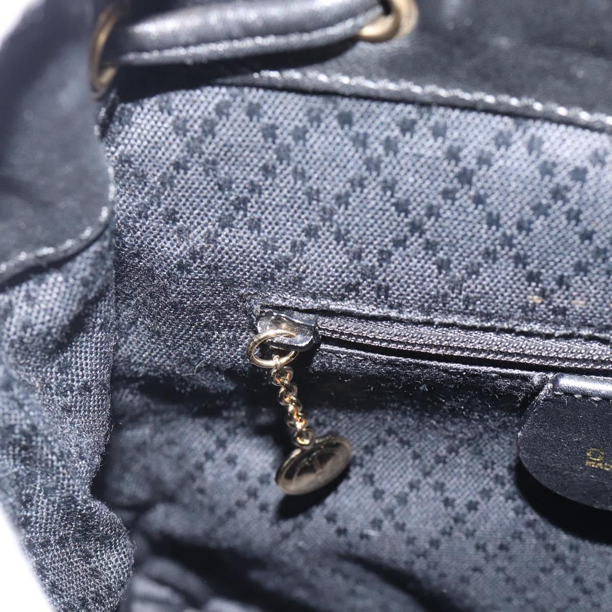 GUCCI Bamboo Backpack Leather Black Gold 003 2034 0030 Auth ka4402