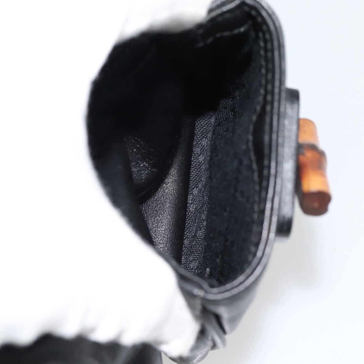 GUCCI Bamboo Backpack Leather Black Gold 003 2034 0030 Auth ka4402