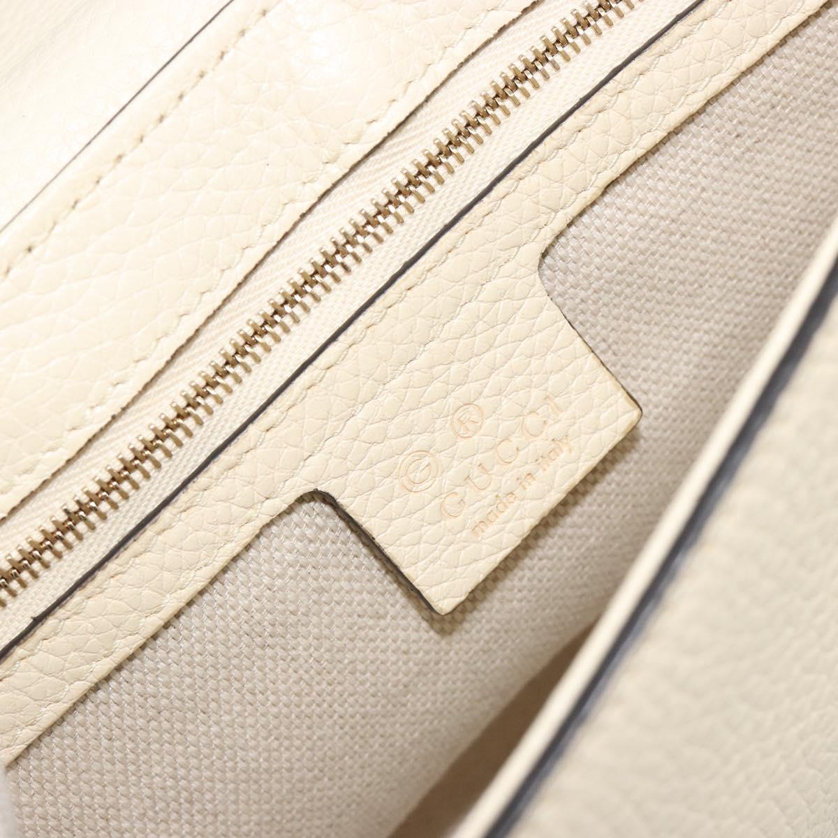 GUCCI Chain Soho Shoulder Bag Leather Outlet White Gold 536224 Auth ka4403A